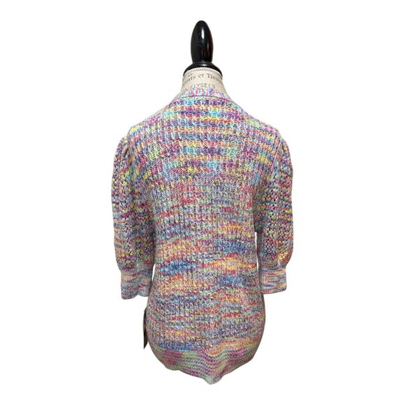 Design 365 Pink, Blue & Yellow 3/4 Balloon Sleeve Cardigan Sweater Women's XL - Picture 3 of 13